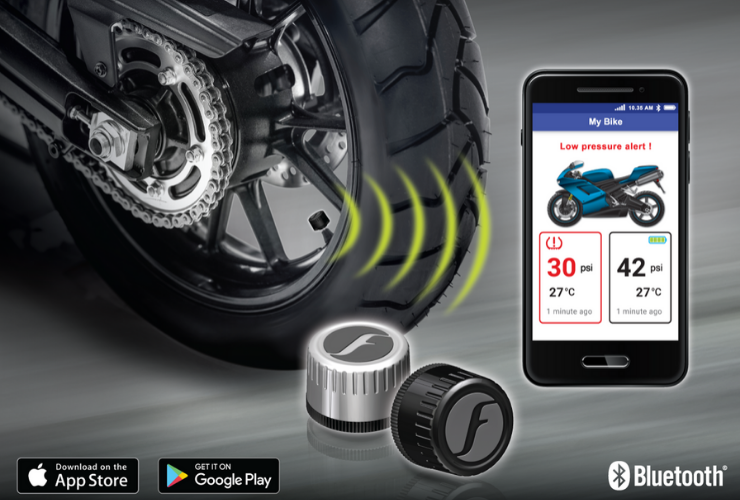 Black FOBO FB1574 Bike Bluetooth Advanced Tyre Pressure Monitoring System